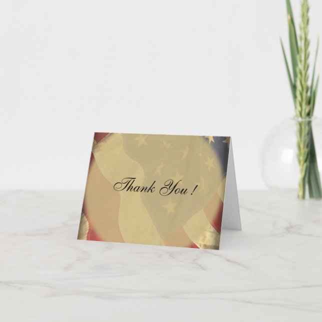 Tarjeta De Agradecimiento Bandera Americana en blanco Gracias Cartas (Anverso)