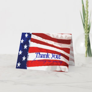 Tarjeta De Agradecimiento Bandera Americana Gracias