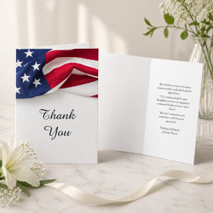 Tarjeta De Agradecimiento Bandera Americana Patriótica Funeral Plegada Agrad