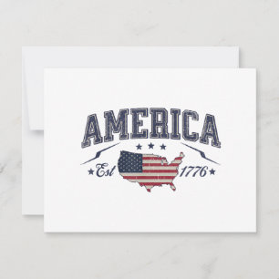 Tarjeta De Agradecimiento Bandera Americana Patriótica USA Est 1776 4 de Jul