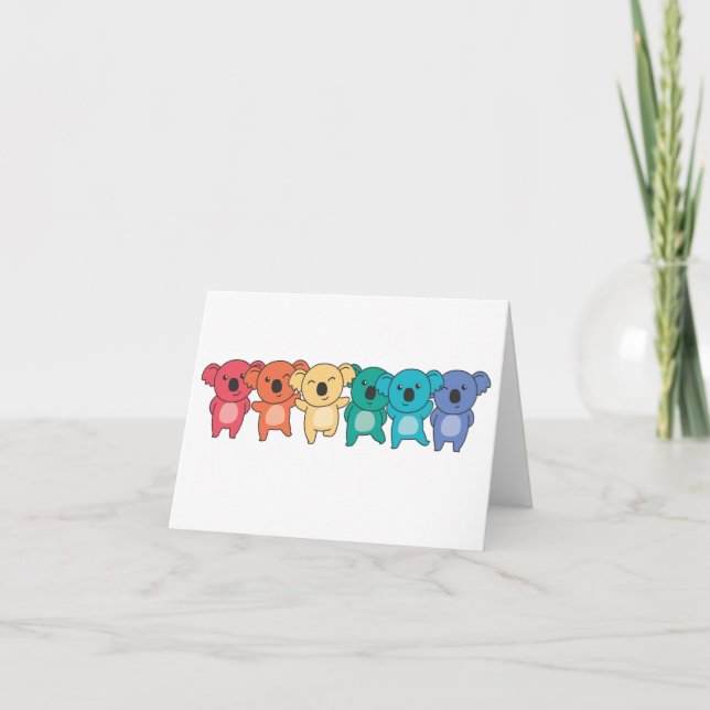 Tarjeta De Agradecimiento Bandera arcoiris Orgullo gay Lgbtq Koala Cute Koal (Anverso)