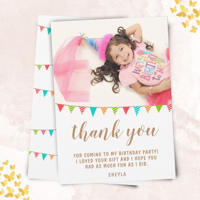 Tarjeta De Agradecimiento Bandera de Bunting de Cute Fun Kid BIrthday Foto (Subido por el creador)