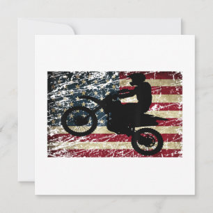 Tarjeta De Agradecimiento Bandera de Dirt Bike Estados Unidos Camiseta Motoc