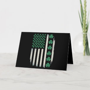 Tarjeta De Agradecimiento Bandera de EE. UU. Tréboles Día de San Patricio Am