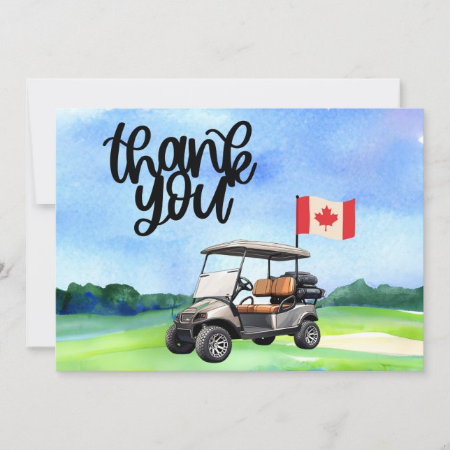 Tarjeta De Agradecimiento Bandera de Golf Canadá y pelota para golfistas gra (Anverso)