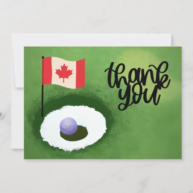 Tarjeta De Agradecimiento Bandera de Golf Canadá y pelota para golfistas gra (Anverso)