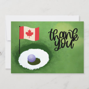 Tarjeta De Agradecimiento Bandera de Golf Canadá y pelota para golfistas gra