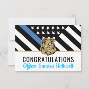 Tarjeta De Agradecimiento Bandera de la Línea Azul de la Policía Felicitacio