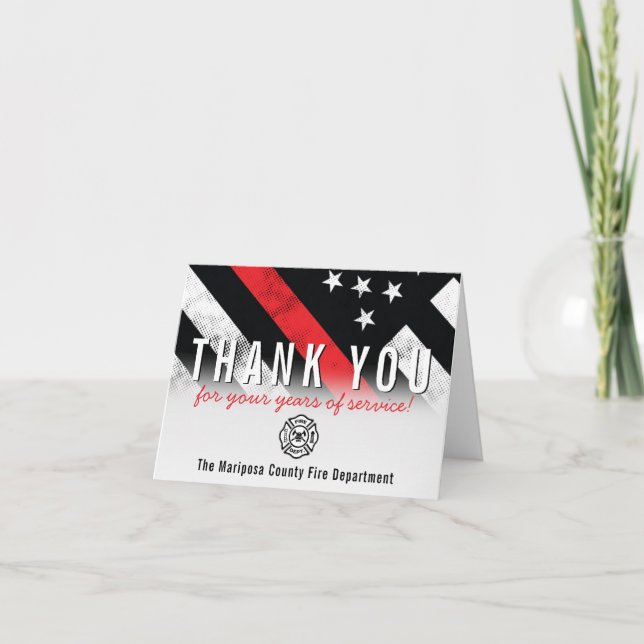 Tarjeta De Agradecimiento Bandera de la línea roja del aniversario de retiro (Anverso)
