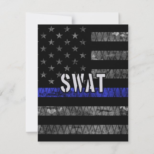 Tarjeta De Agradecimiento Bandera de la policía de SWAT con problemas (Anverso)