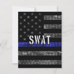 Tarjeta De Agradecimiento Bandera de la Policía SWAT en Deterioro
