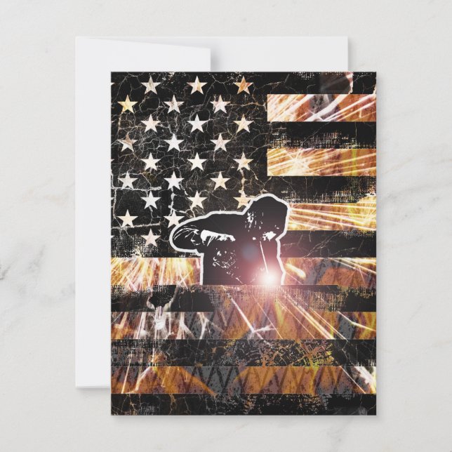Tarjeta De Agradecimiento Bandera de soldadura estalla y llama (Anverso)