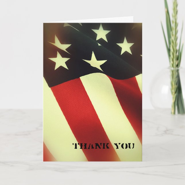 Tarjeta De Agradecimiento Bandera de tela de Estados Unidos (Anverso)