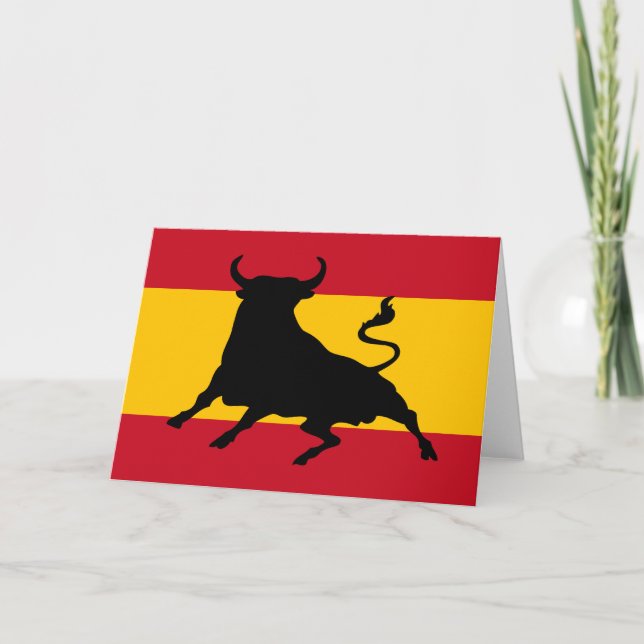 Tarjeta De Agradecimiento Bandera española con toro (Anverso)