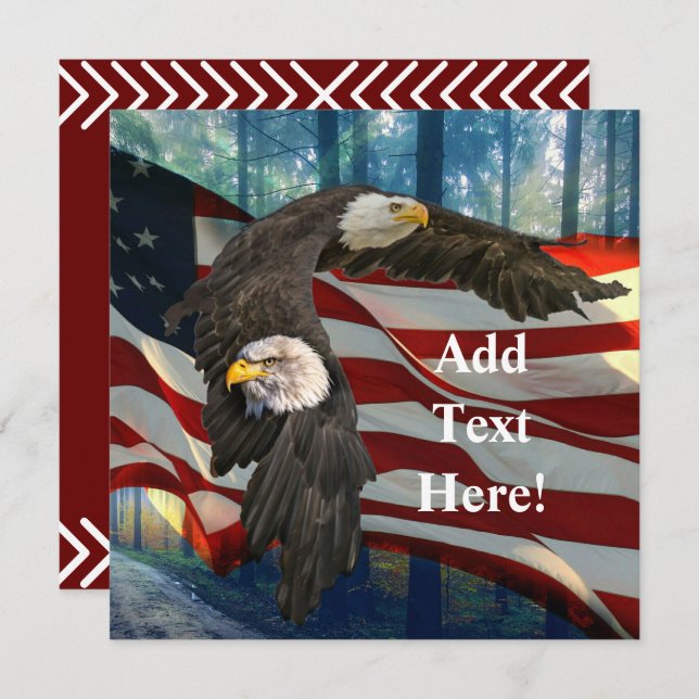 Tarjeta De Agradecimiento Bandera estadounidense del águila calva estadounid (Anverso / Reverso)