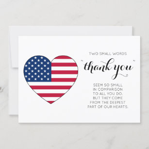 Tarjeta De Agradecimiento Bandera estadounidense personalizada ejército de c