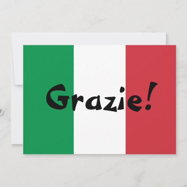 Tarjeta De Agradecimiento Bandera Italiana Gracias (Anverso)