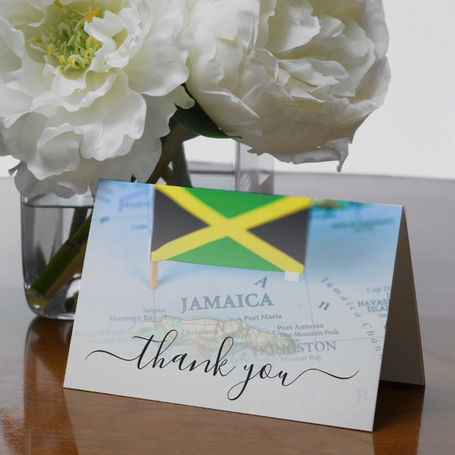 Tarjeta De Agradecimiento Bandera jamaiquina de Jamaica Boda de destino (Jamaica Island Jamaican Flag Destination Wedding Thank You Card
)