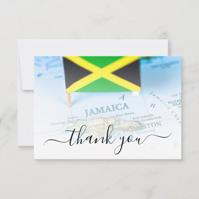 Tarjeta De Agradecimiento Bandera jamaiquina de Jamaica Boda de destino (Anverso)