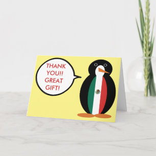 Tarjeta De Agradecimiento Bandera Mexicana Pingüina Srta. Hablando
