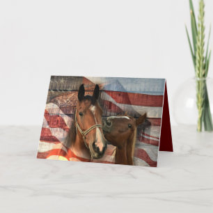 Tarjeta De Agradecimiento Bandera norteamericana de grano ruidoso de caballo