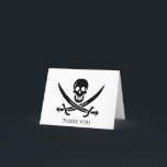 Tarjeta De Agradecimiento Bandera Pirata Calavera Espadas Cruzadas<br><div class="desc">Bandera pirata calavera y espadas cruzadas Jolly Roger. La bandera está asociada con John Rackham,  comúnmente conocido como Calico Jack.</div>