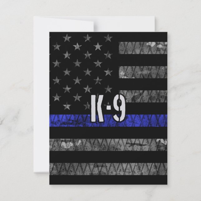 Tarjeta De Agradecimiento Bandera policial de la unidad K-9 en peligro (Anverso)