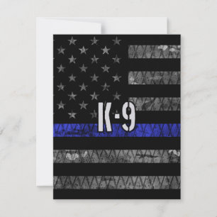 Tarjeta De Agradecimiento Bandera policial de la unidad K-9 en peligro