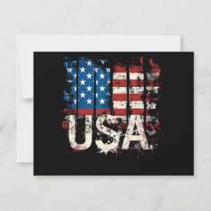 Tarjeta De Agradecimiento Bandera Retro Americana USA 4 de julio