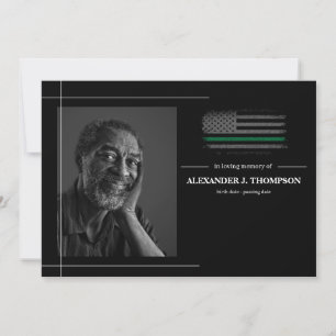 Tarjeta De Agradecimiento Bandera Verde Militar En Funeral De Memoria Amada