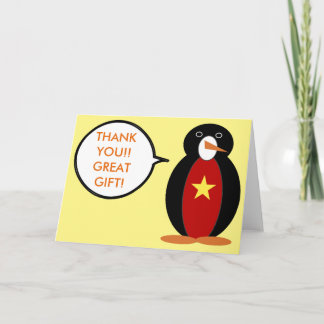 Tarjeta De Agradecimiento Bandera vietnamita hablando con la Sra. Penguin