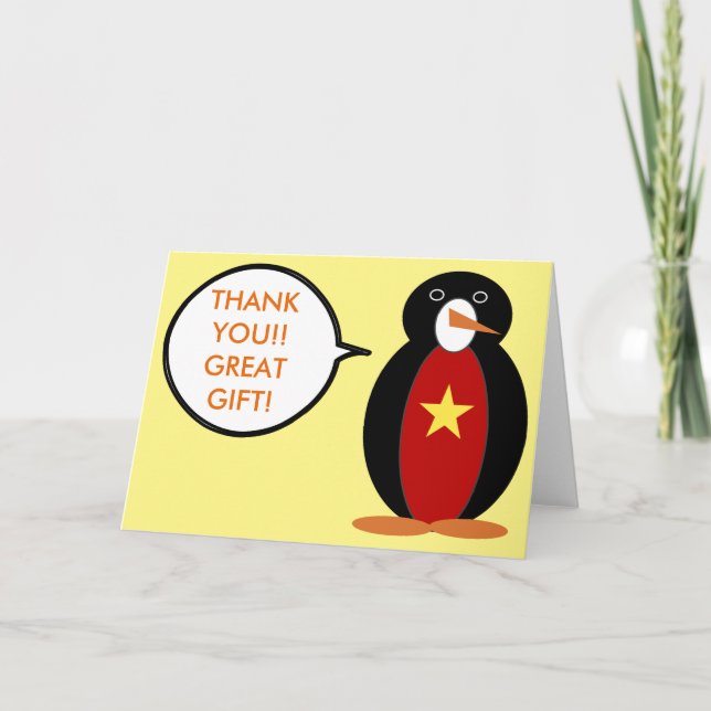 Tarjeta De Agradecimiento Bandera vietnamita hablando con la Sra. Penguin (Anverso)