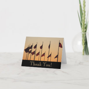 Tarjeta De Agradecimiento Banderas al atardecer Patriótico americano USA
