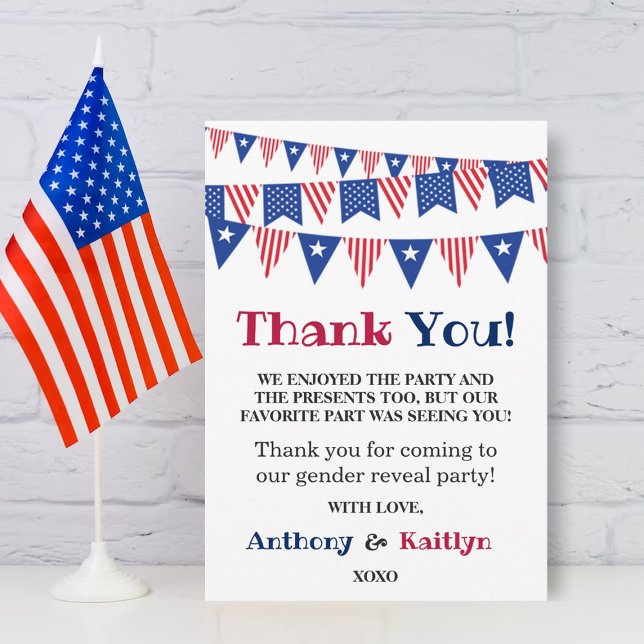 Tarjeta De Agradecimiento Banderas De Bunting 4 De Julio Fiesta De Revelació (Subido por el creador)