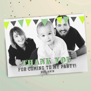 Tarjeta De Agradecimiento Banderas verdes de Bunting Fotografía de niños Cum