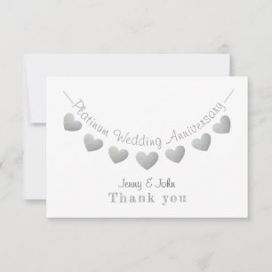 Tarjeta De Agradecimiento Banderín de aniversario de bodas de platino modern