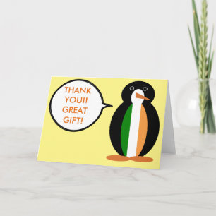 Tarjeta De Agradecimiento Banderra irlandesa hablando Sra. Pingüino