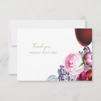 Bañera de vino floral rosa en blancoGracias
