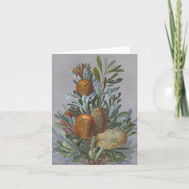 Tarjeta De Agradecimiento Banksia Australian Wildflower Watercolor