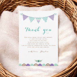 Tarjeta De Agradecimiento Banner Bunting Watercolor Neutral Baby Shower
