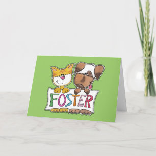Tarjeta De Agradecimiento Banner del perro y el gato sostienen al FOSTER