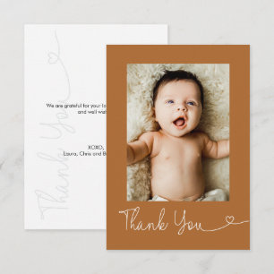 Tarjeta De Agradecimiento Baño de bebé Foto Gracias Corazón Terracota