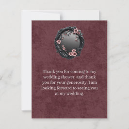 Tarjeta De Agradecimiento Baño de Boda Agradecido Dark Academia Goth 
