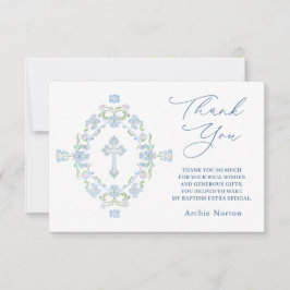 Tarjeta De Agradecimiento Baptism Blue Green Floral Gracias