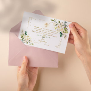 Tarjeta De Agradecimiento Baptismo de la Cruz del marco de la Cruz del Purpu