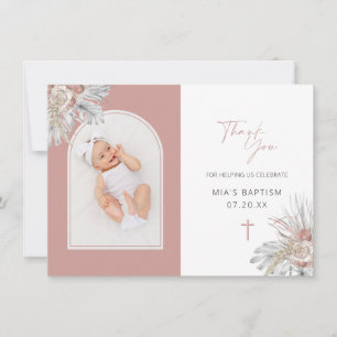 Tarjeta De Agradecimiento Baptismo de la foto del arco floral elegante de Bo