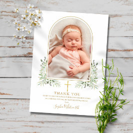 Tarjeta De Agradecimiento Baptismo de oro Christening Greeneration Arch Phot