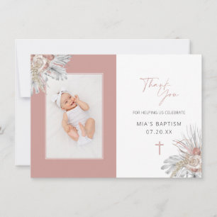 Tarjeta De Agradecimiento Baptismo Gracias Chica Boho Floral Arco