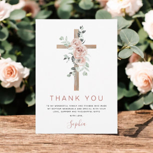 Tarjeta De Agradecimiento Baptismo Gracias Dusty Rosa Cristiano