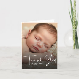 Tarjeta De Agradecimiento Baptismo moderno de foto de bebé con escritura bla